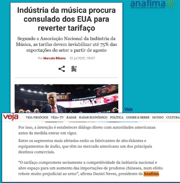 Indústria da música procura consulado dos EUA para reverter tarifaço — Veja / Radar