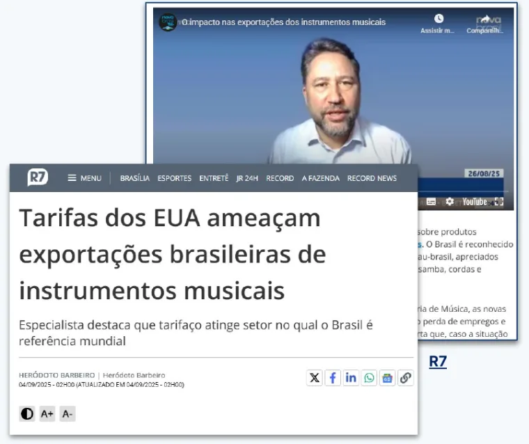Tarifas dos EUA ameaçam exportações brasileiras de instrumentos musicais — R7 / Heródoto Barbeiro